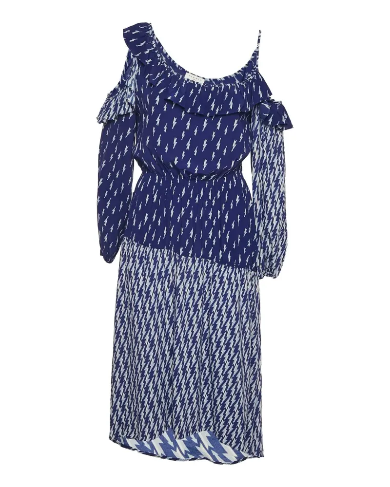 Sandro Schulterfreies Midikleid mit Blitz-Print - Blau Blau