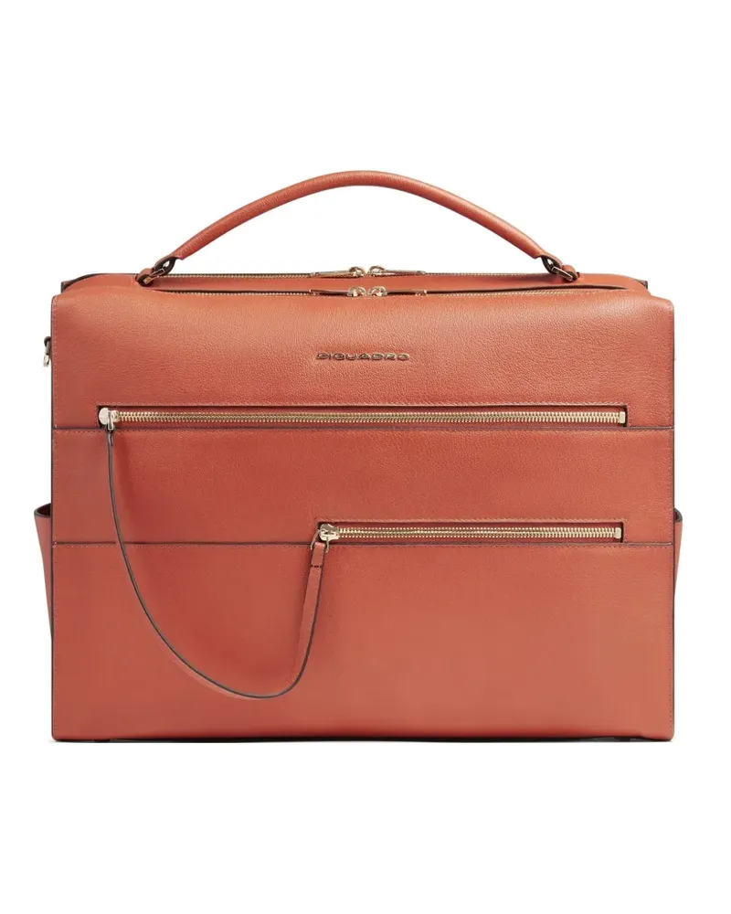 Piquadro Laptoptasche aus gekörntem Leder - Orange Orange