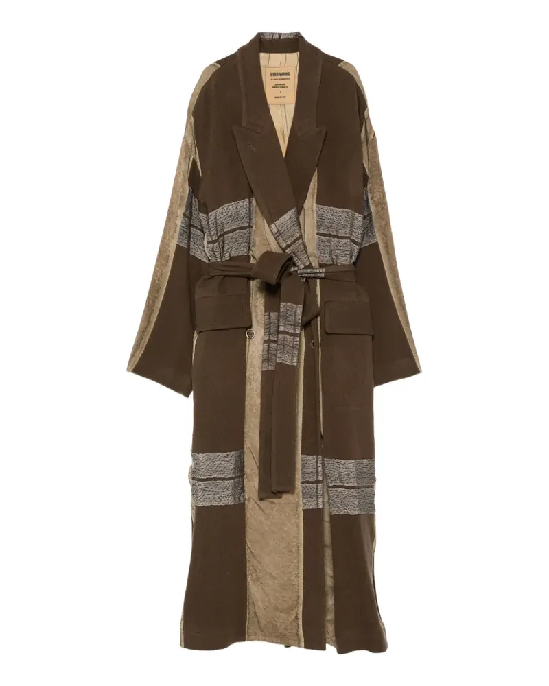 Uma Wang jacquard-panelled belted coat - Braun Braun