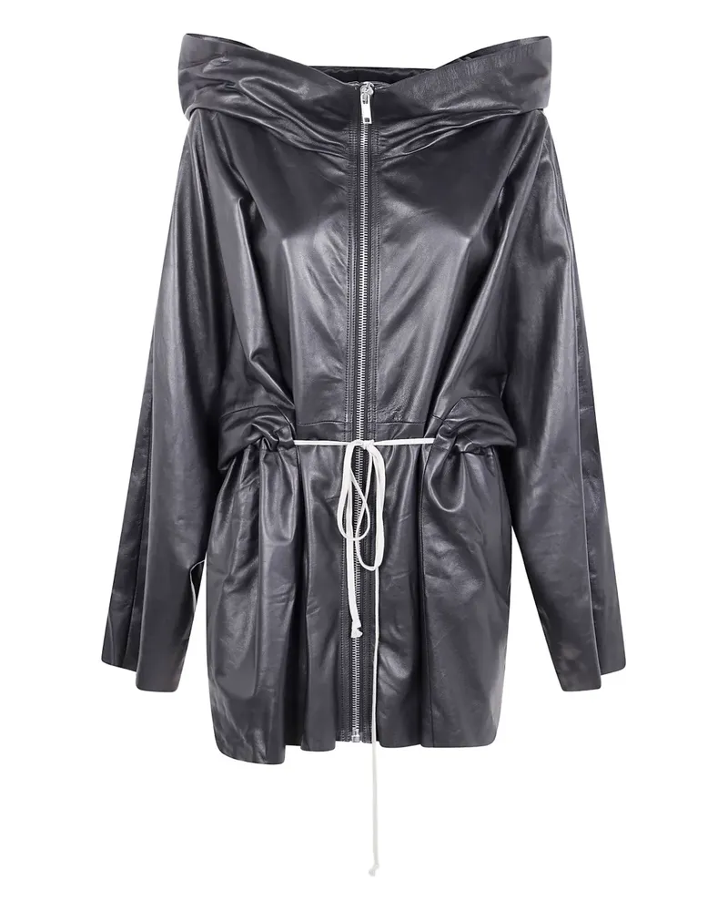 Rick Owens Lederjacke mit Kordelzug - Schwarz Schwarz