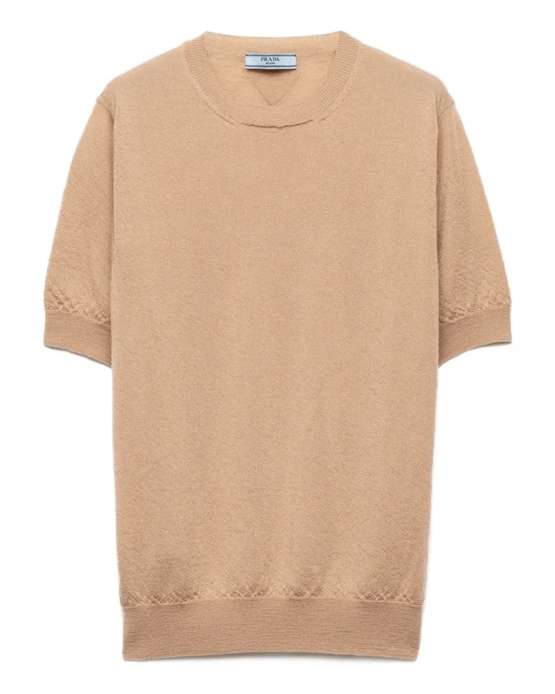 Prada Gerippter Pullover mit kurzen Ärmeln - Nude Nude