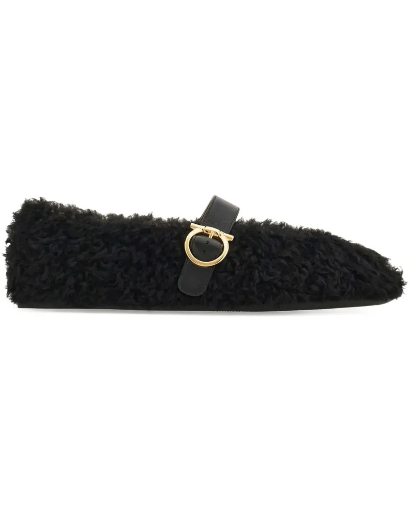 Ferragamo Ballerinas aus Shearling - Schwarz Schwarz