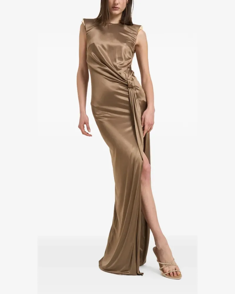 Elisabetta Franchi knotted-detail open-back dress - Braun Braun