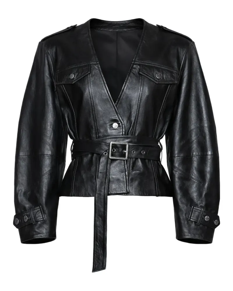 ksubi belted leather jacket - Schwarz Schwarz