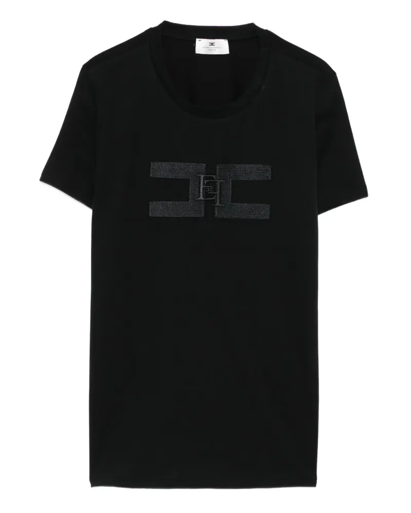 Elisabetta Franchi T-Shirt mit Logo-Stickerei - Schwarz Schwarz