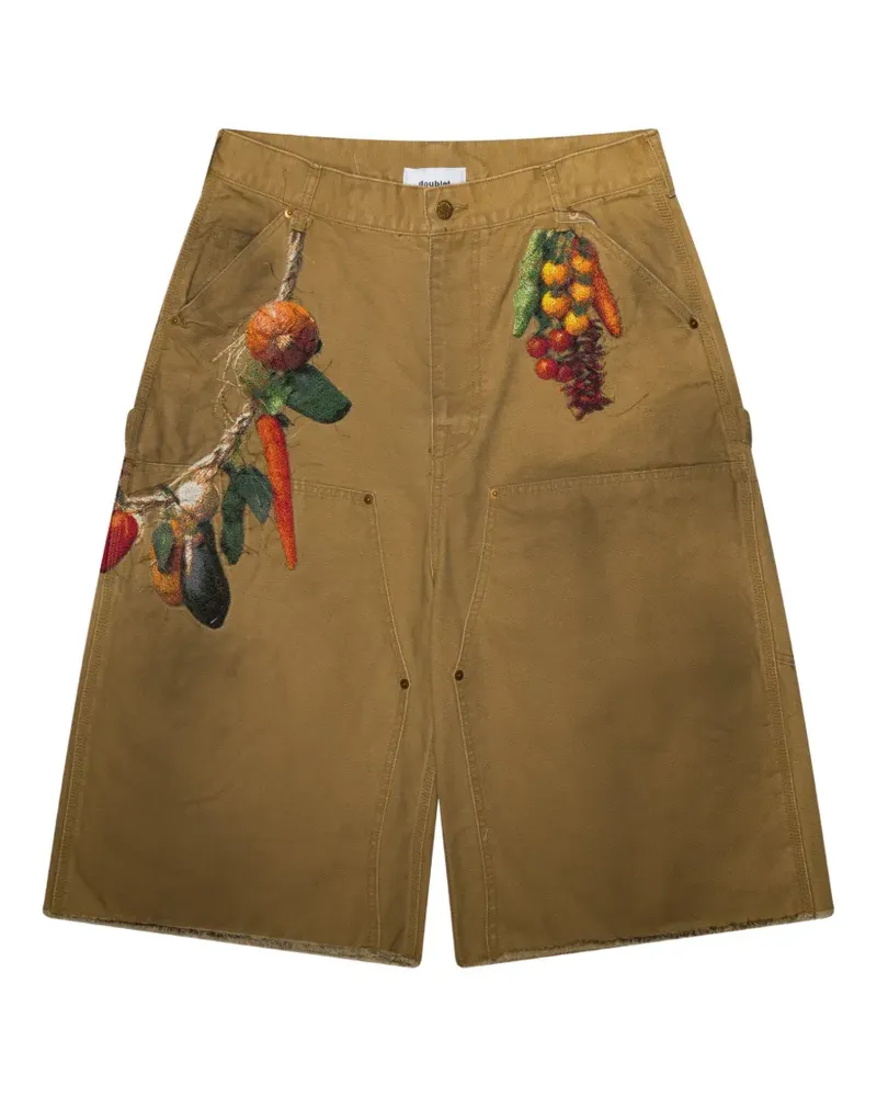 Doublet vegetable-embroidery cut-off shorts - Nude Nude