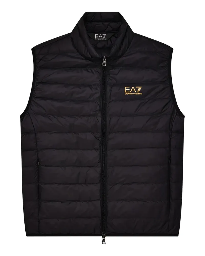 EA7 Gefütterte Weste mit Logo-Print - Schwarz Schwarz