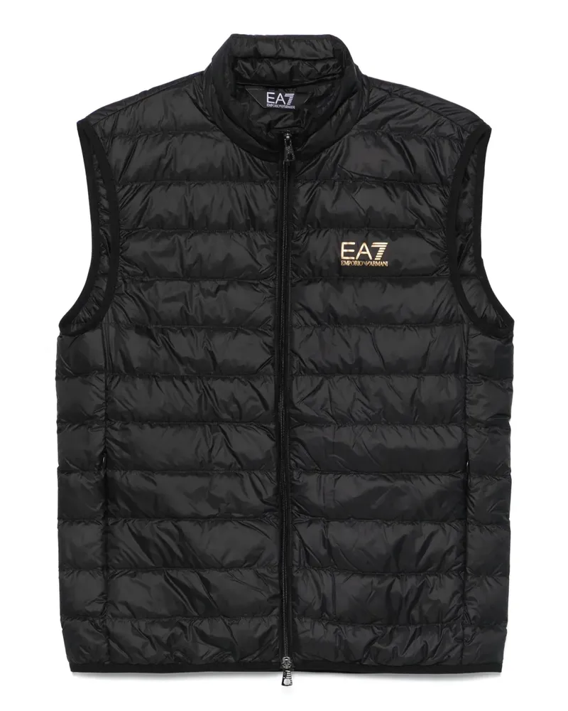 EA7 Gefütterte Weste mit Logo-Print - Schwarz Schwarz