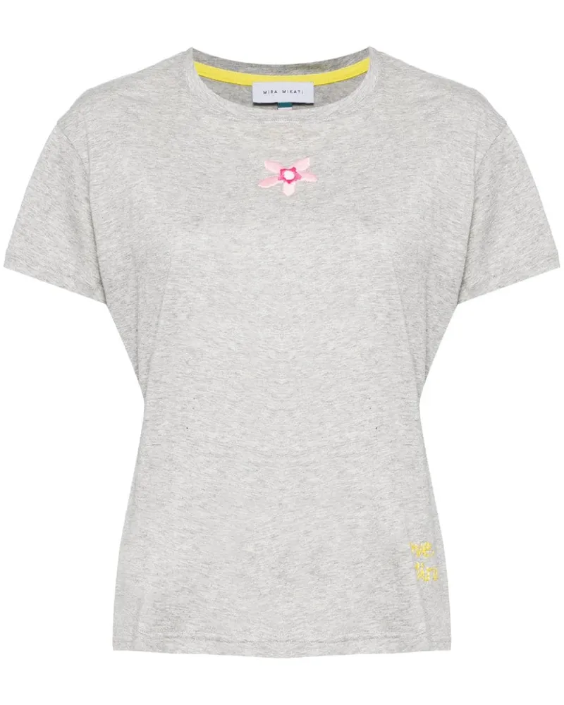 Mira Mikati T-Shirt mit Blumenstickerei - Grau Grau