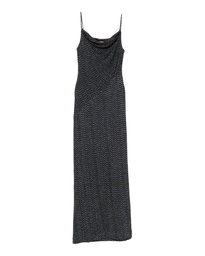 Missoni zigzag-knit cowl-neck maxi dress - Blau Blau