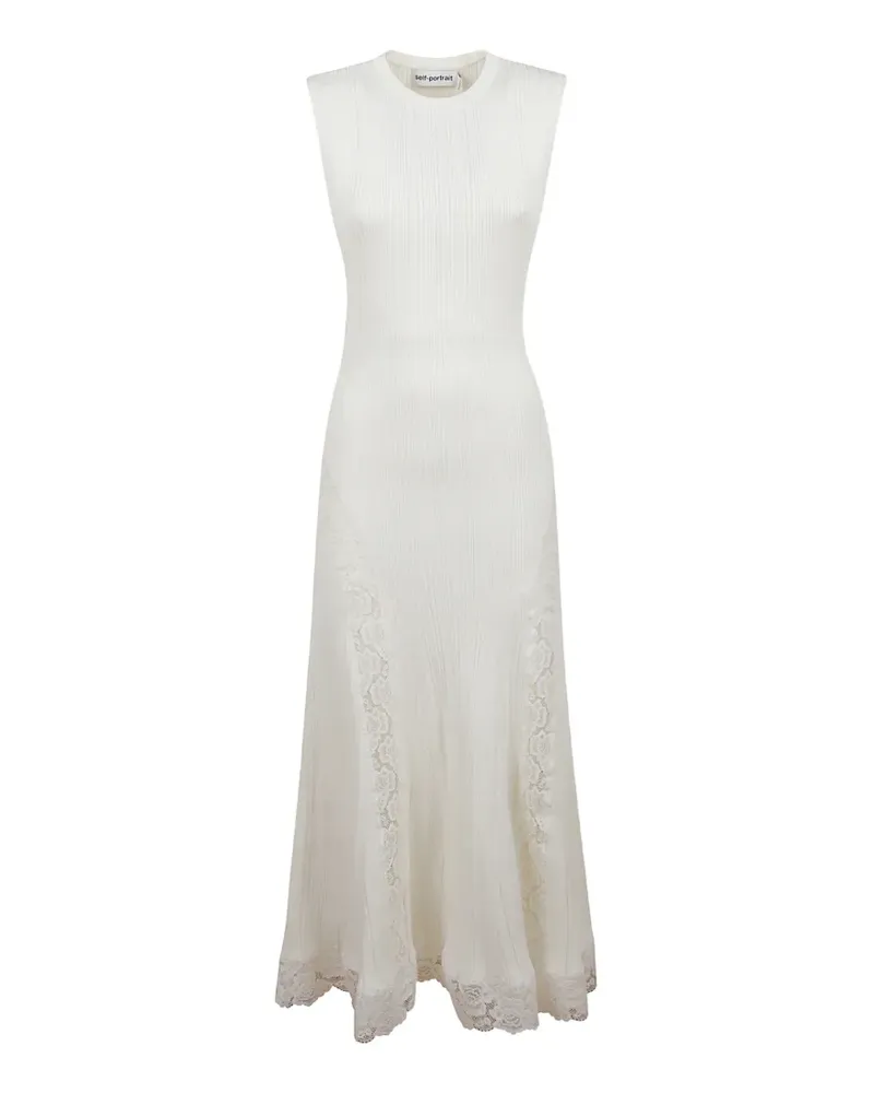Self-Portrait lace-details midi dress - Weiß Weiß