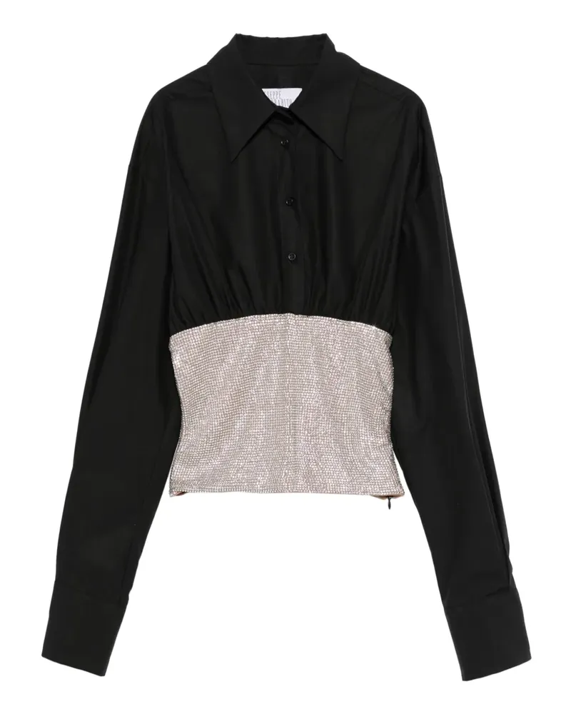 Giuseppe di Morabito Langarmshirt mit Kristallen - Schwarz Schwarz