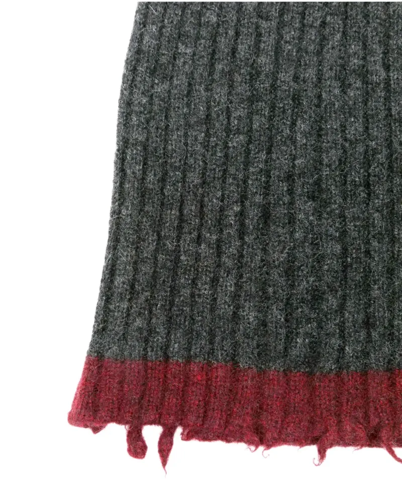 Uma Wang Gerippte Beanie im Distressed-Look - Grau Grau