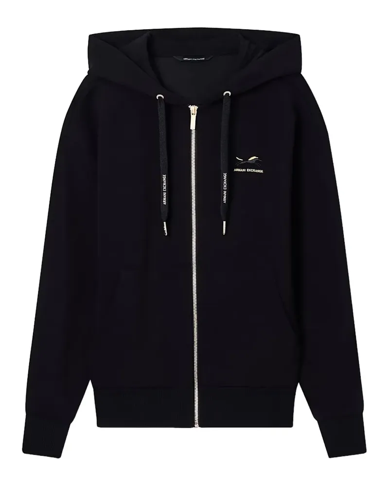 Armani Exchange Kapuzenjacke mit Logo-Stickerei - Schwarz Schwarz