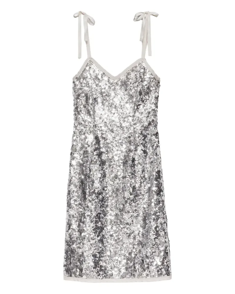 Prada Paillettenkleid mit Riemen - Silber Silber