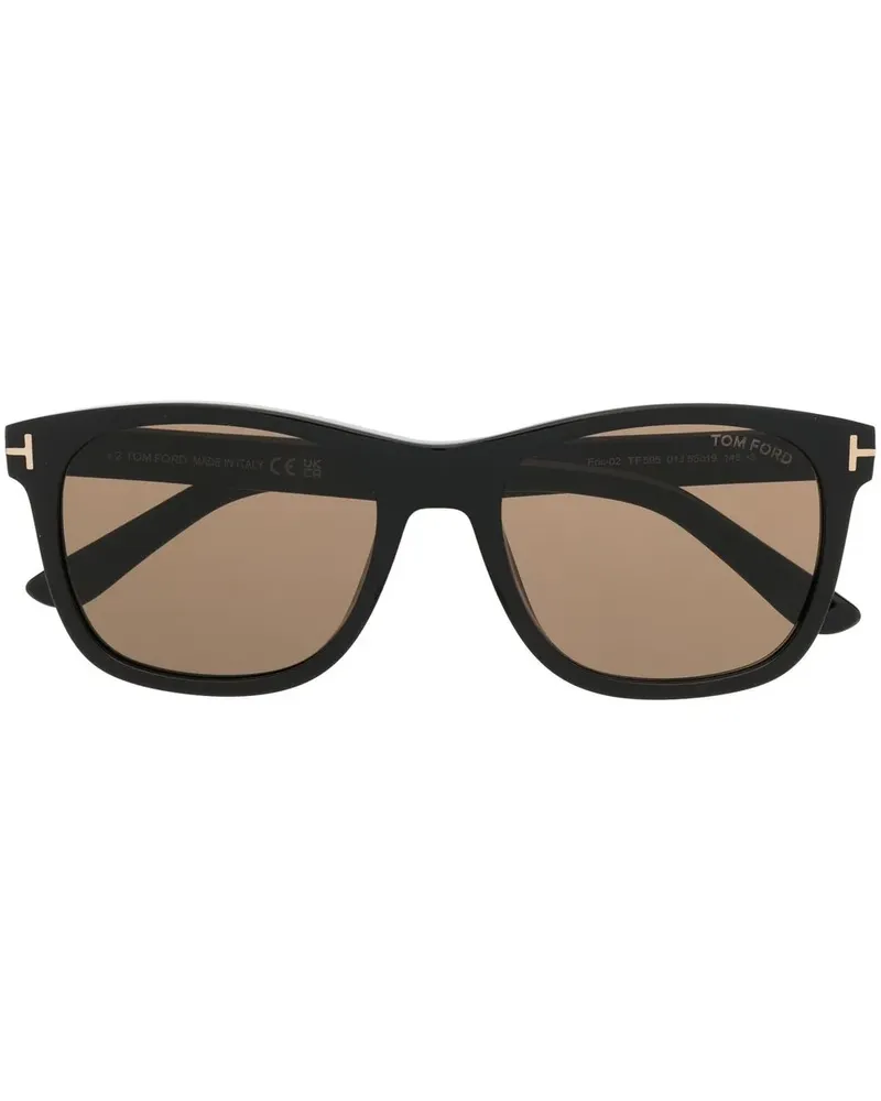 Tom Ford Sonnenbrille mit breitem Gestell - Schwarz Schwarz