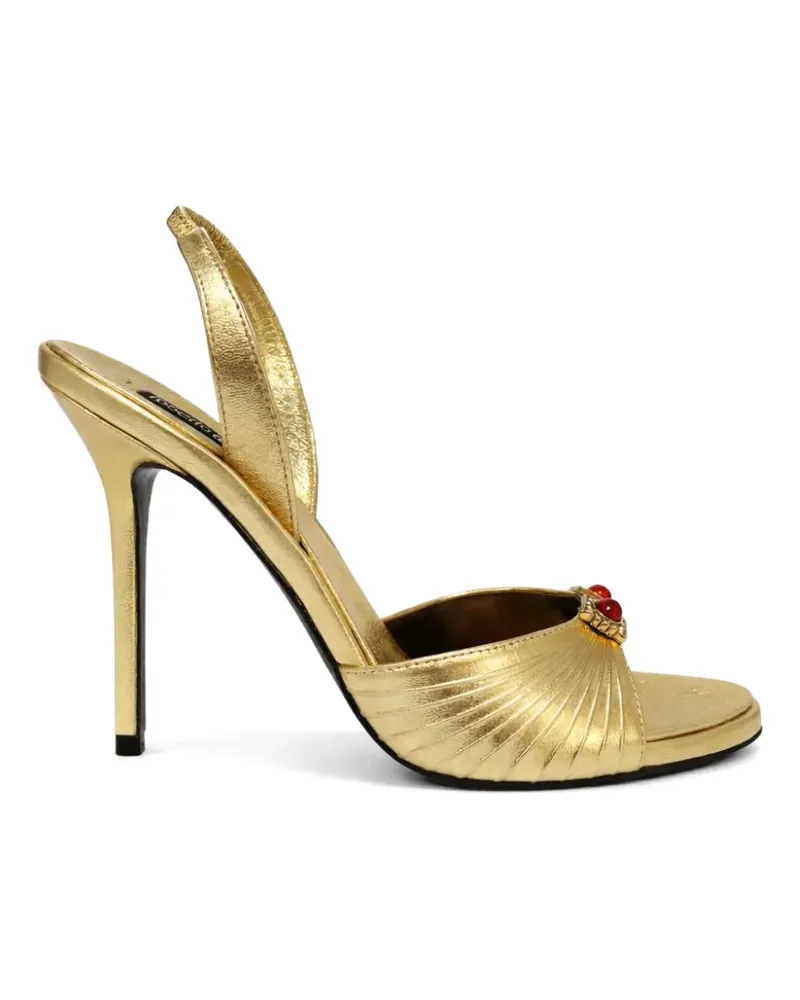 Roberto Cavalli jewel-embellished pleated sandals - Gold Gold