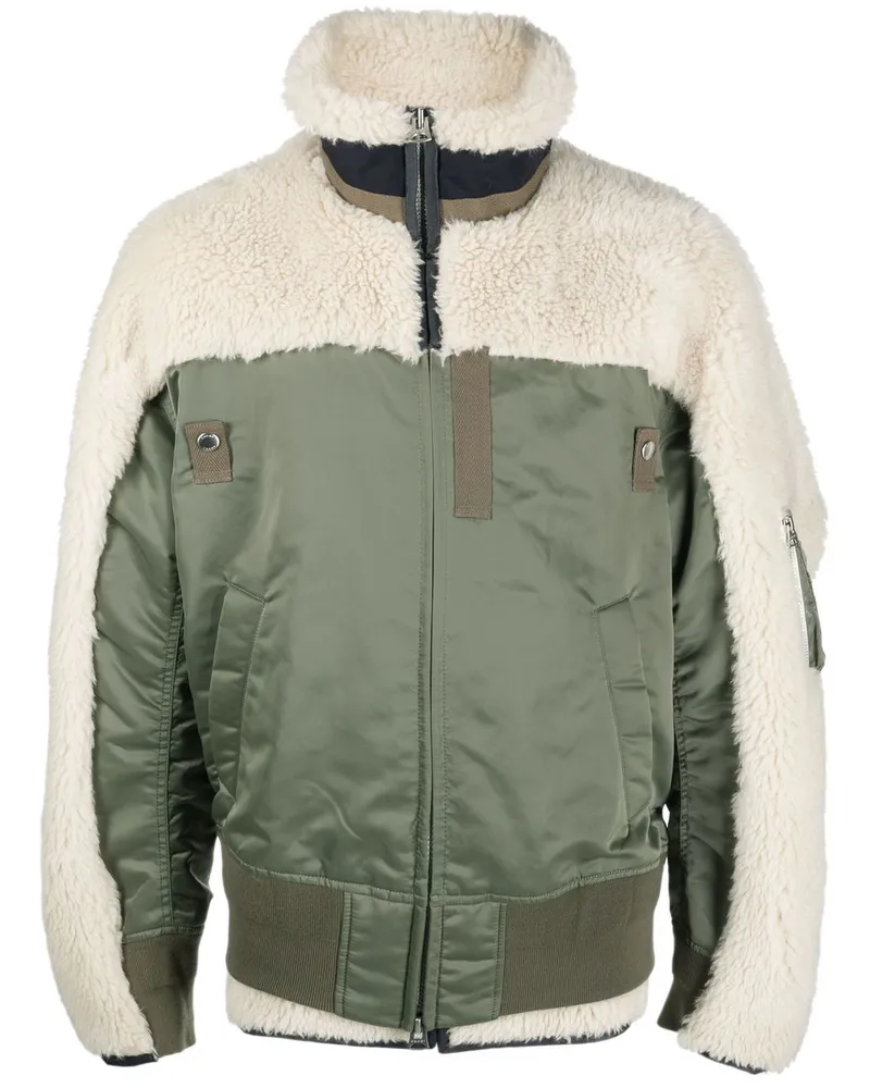 Sacai Jacke mit Stehkragen Grün