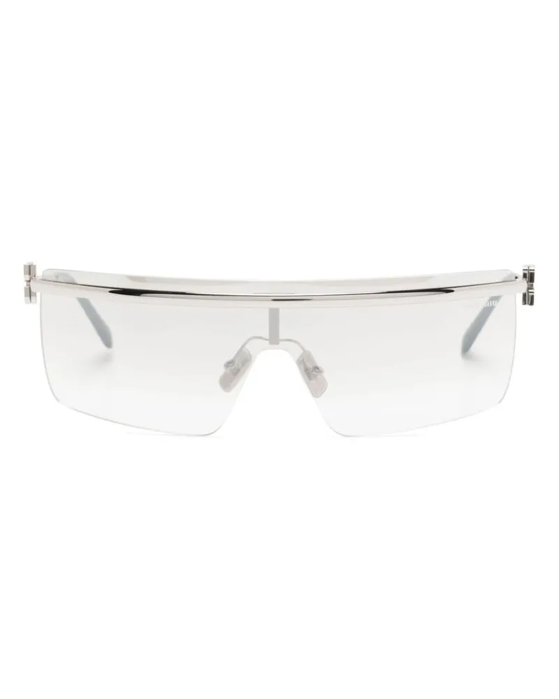 Miu Miu SMU50Z Sonnenbrille mit Schildgestell Silber