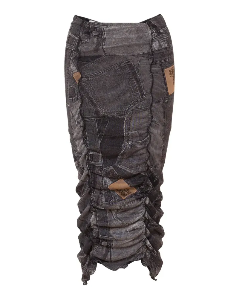 Moschino printed mesh skirt - Grau Grau