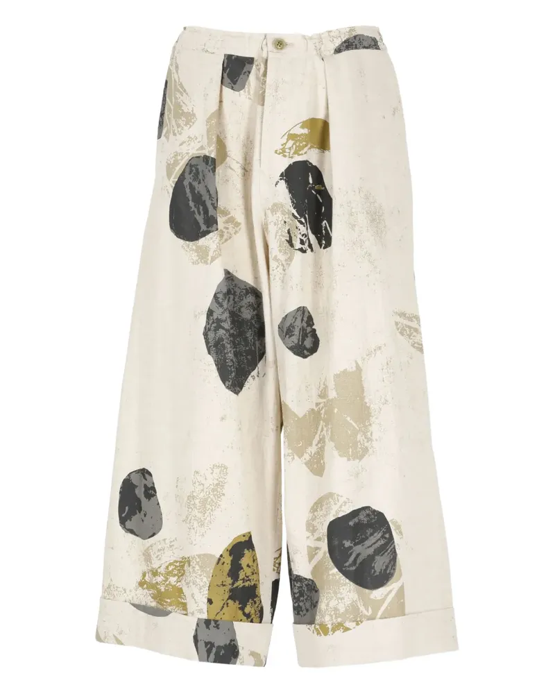 Yohji Yamamoto Hose mit abstraktem Print - Nude Nude
