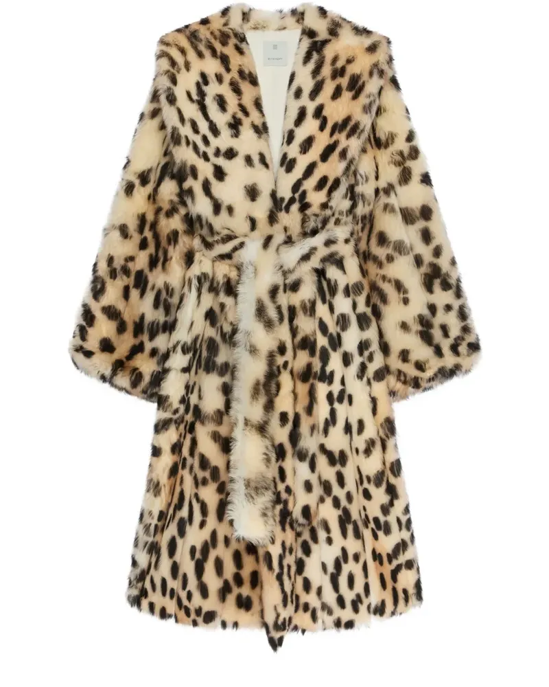 Givenchy Oversized coat in fur with leopard print - Nude Nude