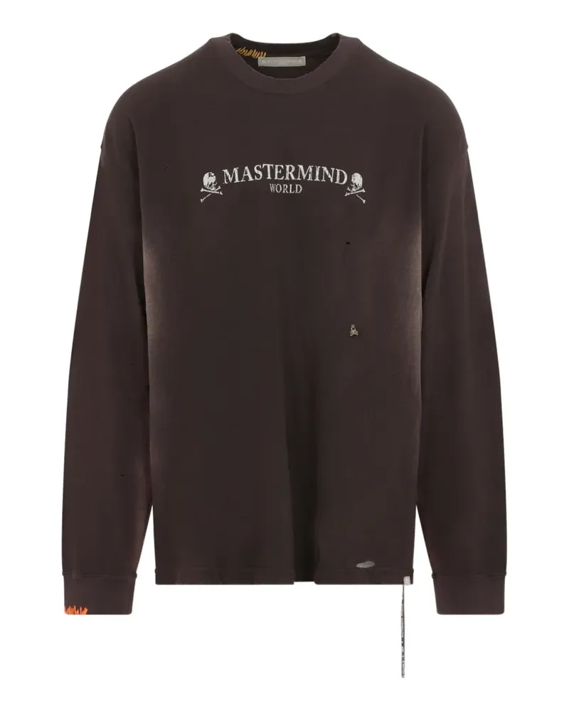 Mastermind World Langarmshirt im Distressed-Look - Braun Braun