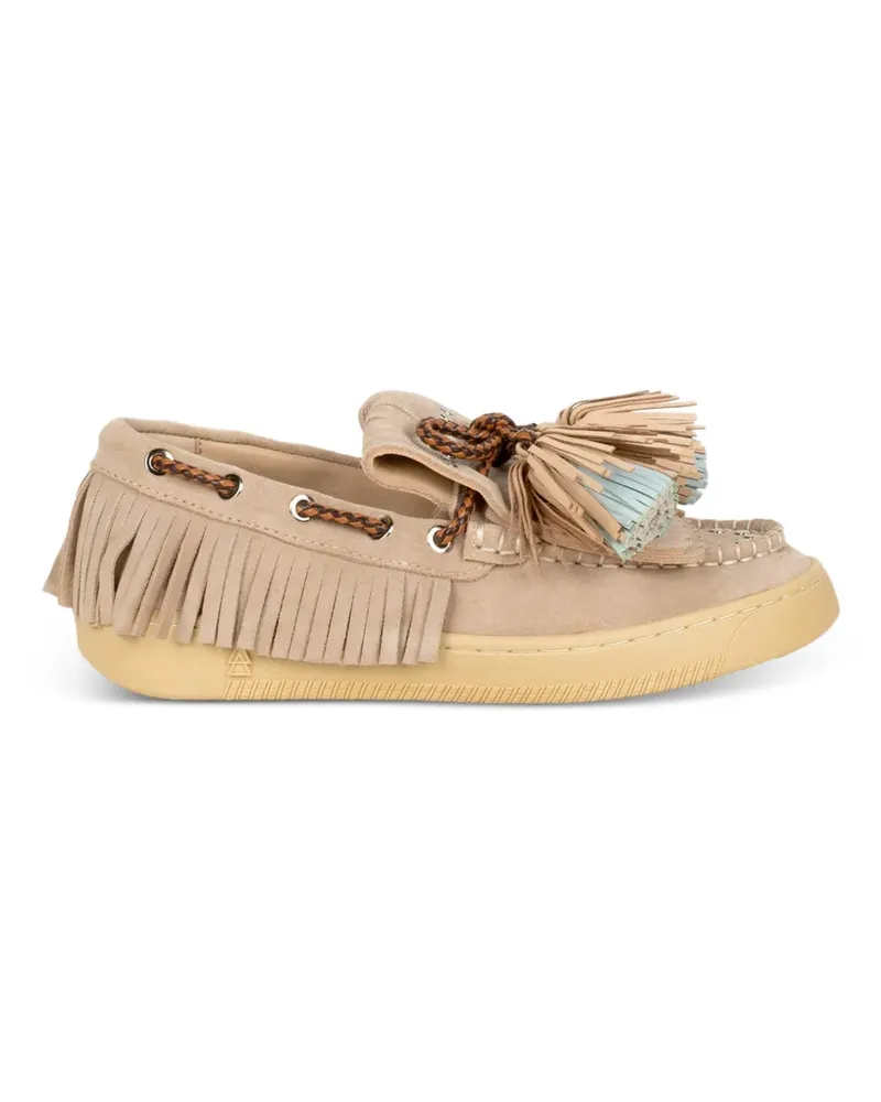 Elena Iachi tassel-detail fringed loafers - Nude Nude