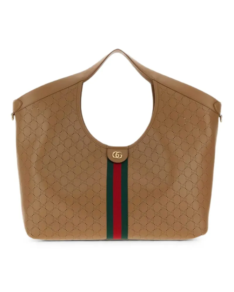 Gucci large Giglio perforated leather shoulder bag - Nude Nude