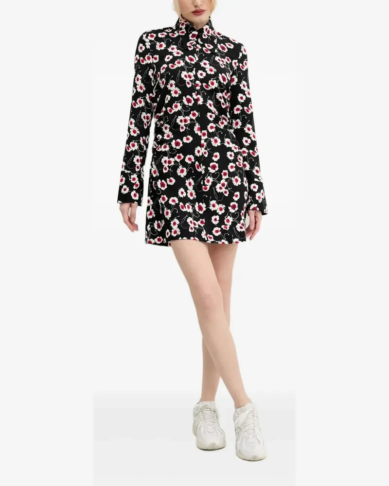Desigual Hemd-Minikleid mit Blumen-Print - Schwarz Schwarz