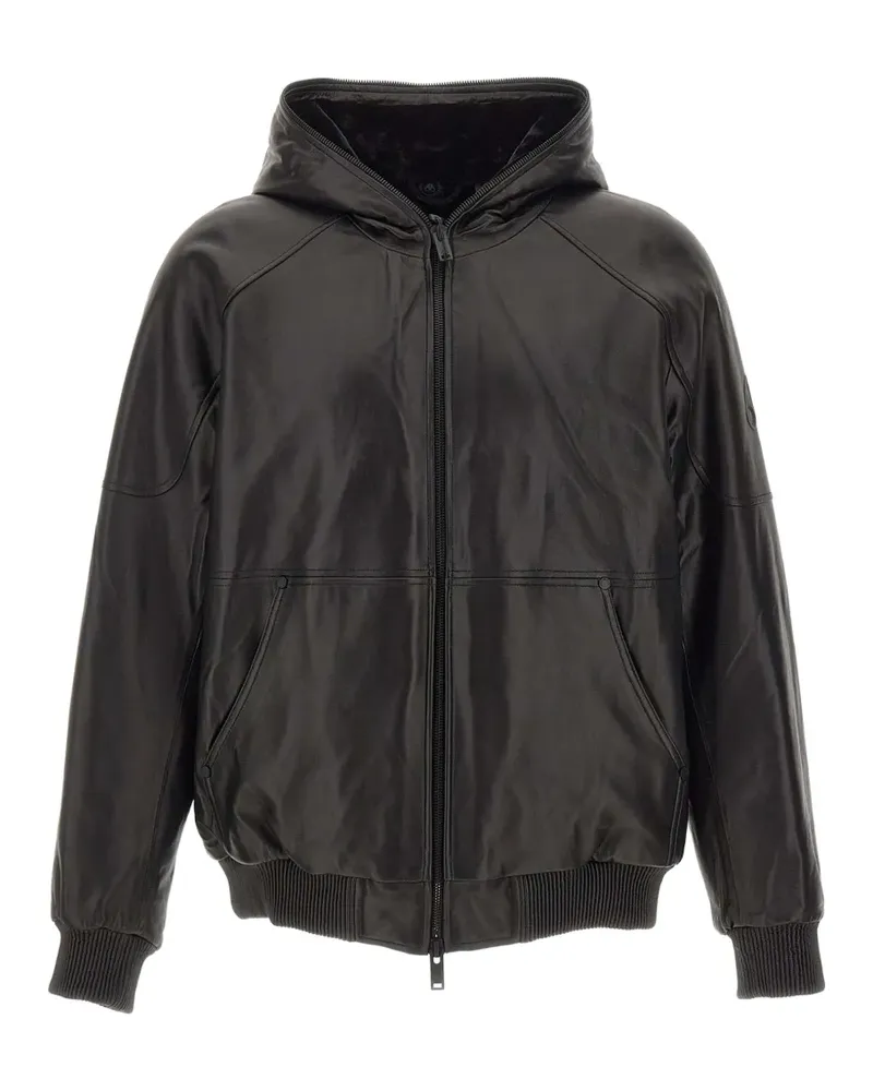 Moose Knuckles Neo leather hooded jacket - Schwarz Schwarz