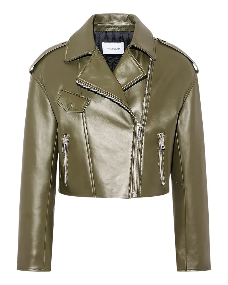 Yves Salomon Bikerjacke aus Leder - Grün Grün