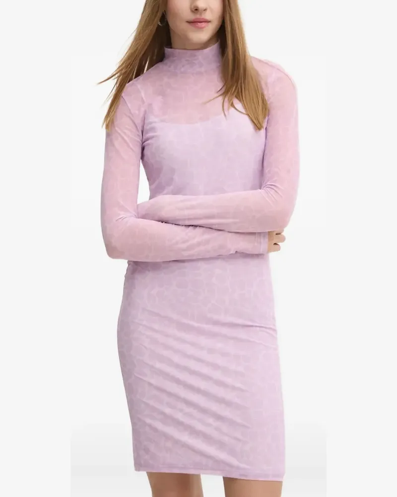 HUGO BOSS long-sleeve high-neck mini dress - Violett Violett
