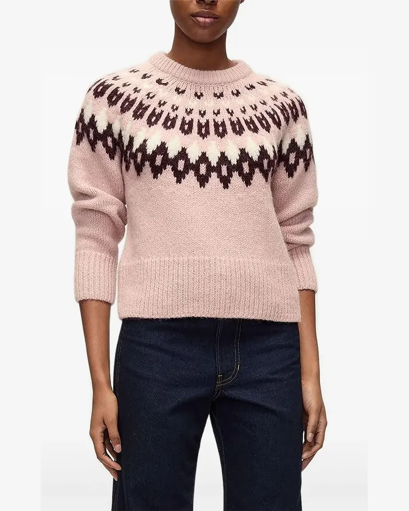 Veronica Beard Anne fairisle puff-sleeve sweater - Rosa Rosa