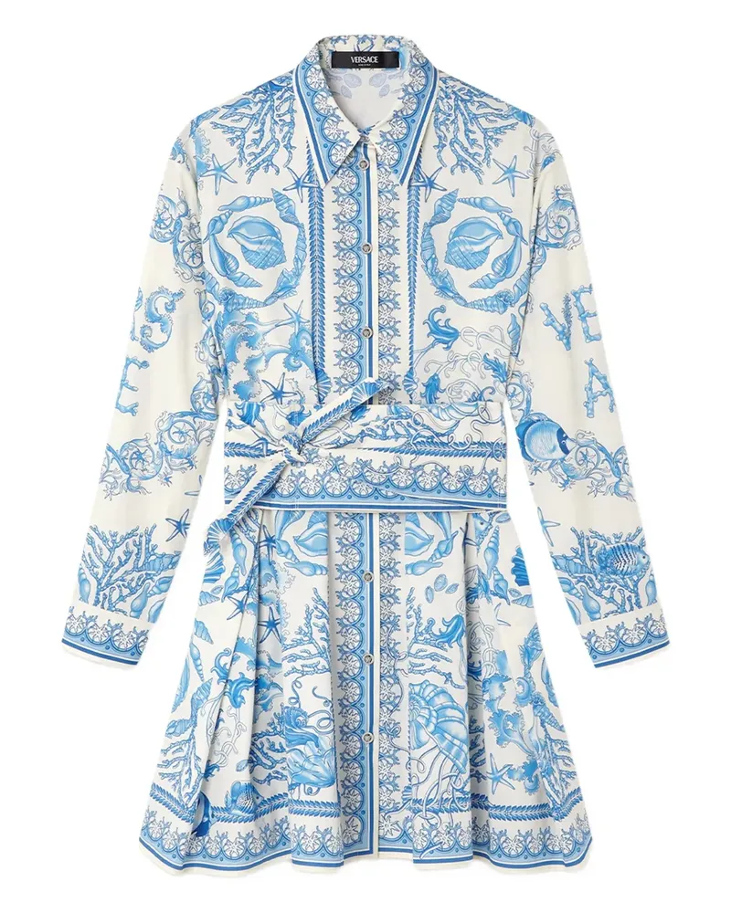 Versace Underwater Barocco Hemdkleid - Blau Blau