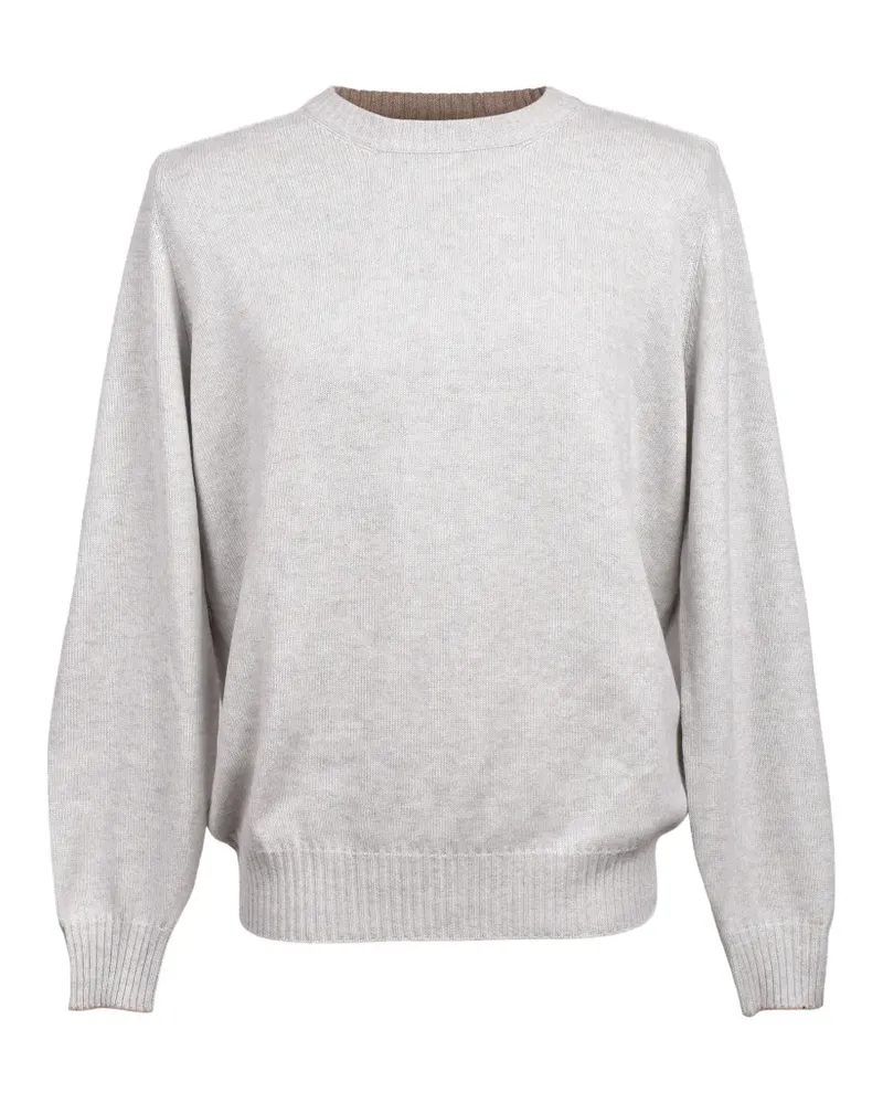 Brunello Cucinelli crew-neck elbow-patch sweater - Grau Grau