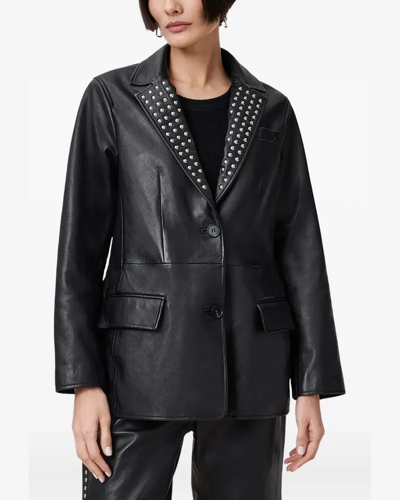 AllSaints Ledersakko mit Nieten - Schwarz Schwarz