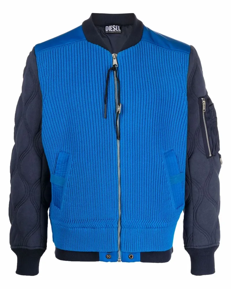 Diesel Bomberjacke mit gestricktem Einsatz - Blau Blau