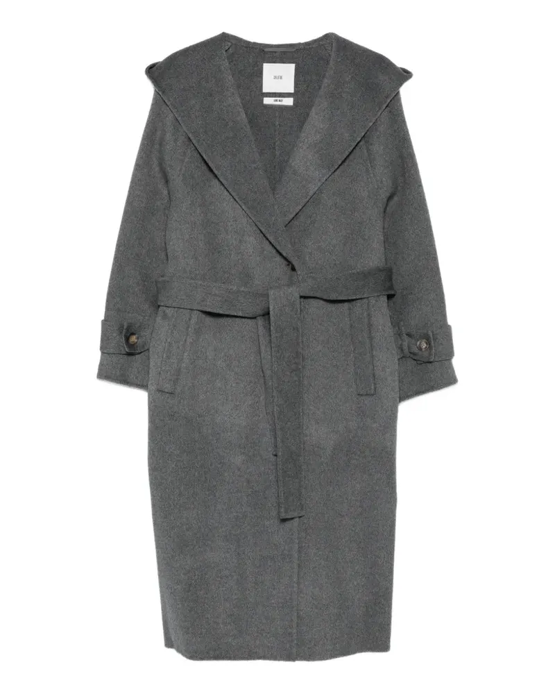 SOLOTRE hooded belted coat - Grau Grau