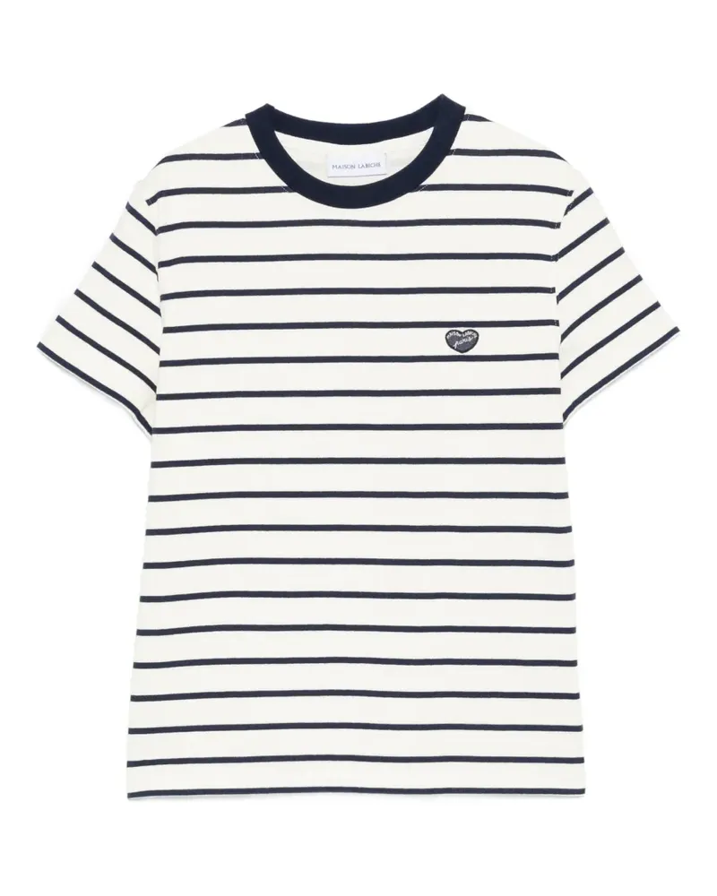 Maison Labiche Clavery striped appliqué T-shirt - Nude Nude