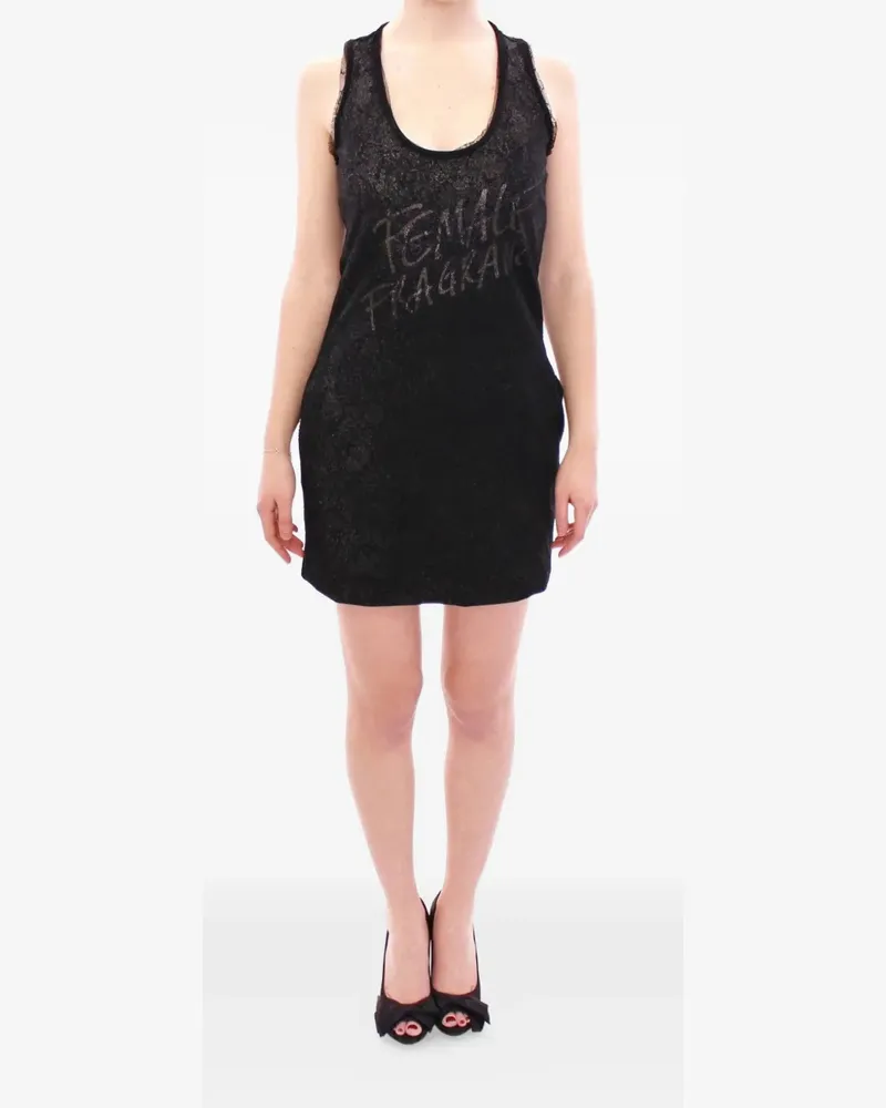 Ermanno Scervino Kleid mit grafischem Print und Spitzenfutter - Schwarz Schwarz