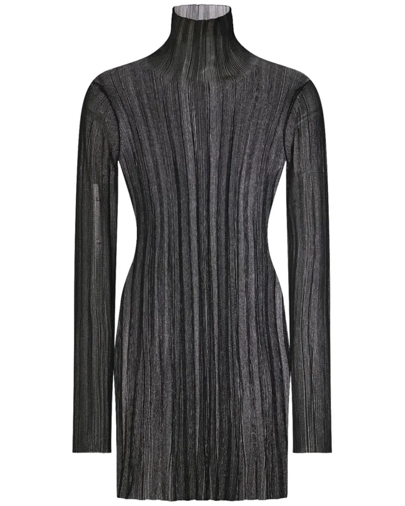 Rosetta Getty Semi-transparentes Plisseekleid - Schwarz Schwarz