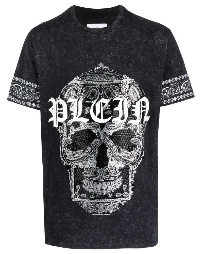 Philipp Plein T-Shirt mit Strass - Schwarz Schwarz