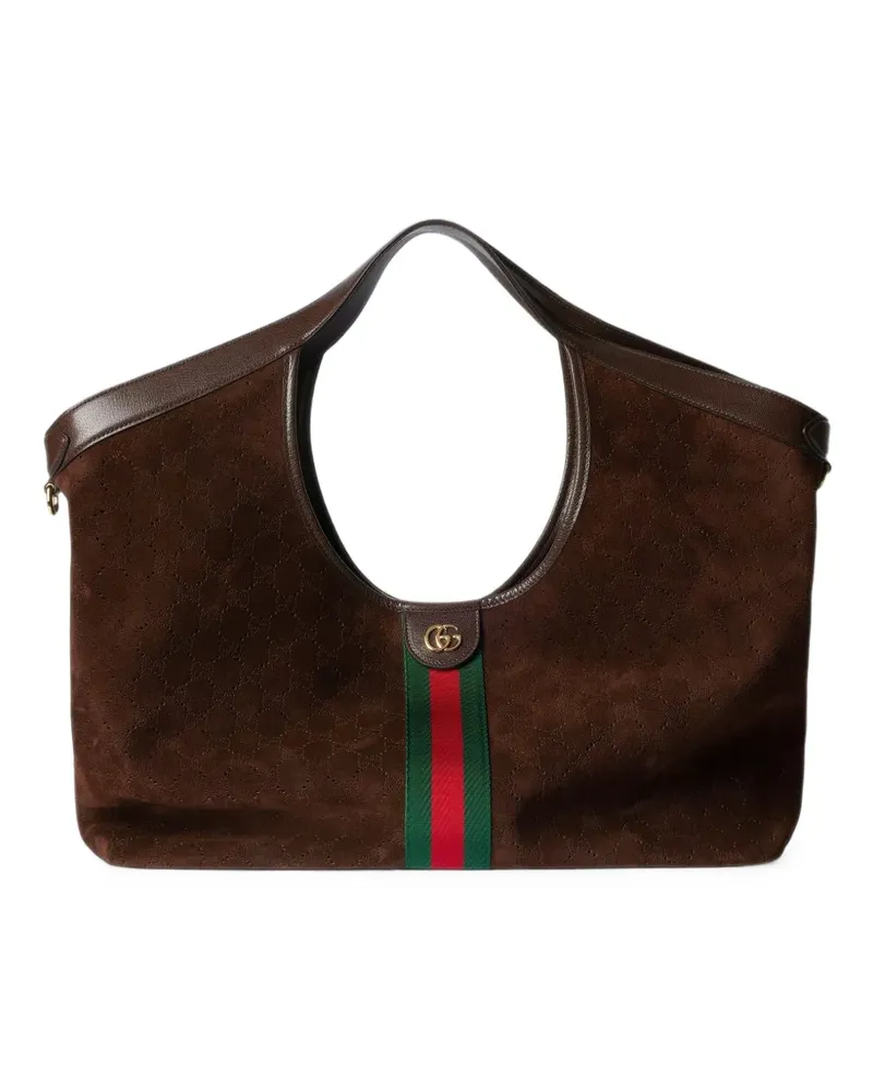 Gucci Große GG Tote Bag mit Webstreifen - Braun Braun
