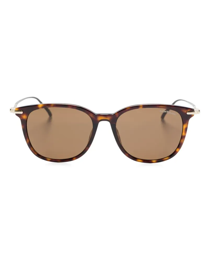Montblanc Sonnenbrille mit eckigem Gestell - Braun Braun