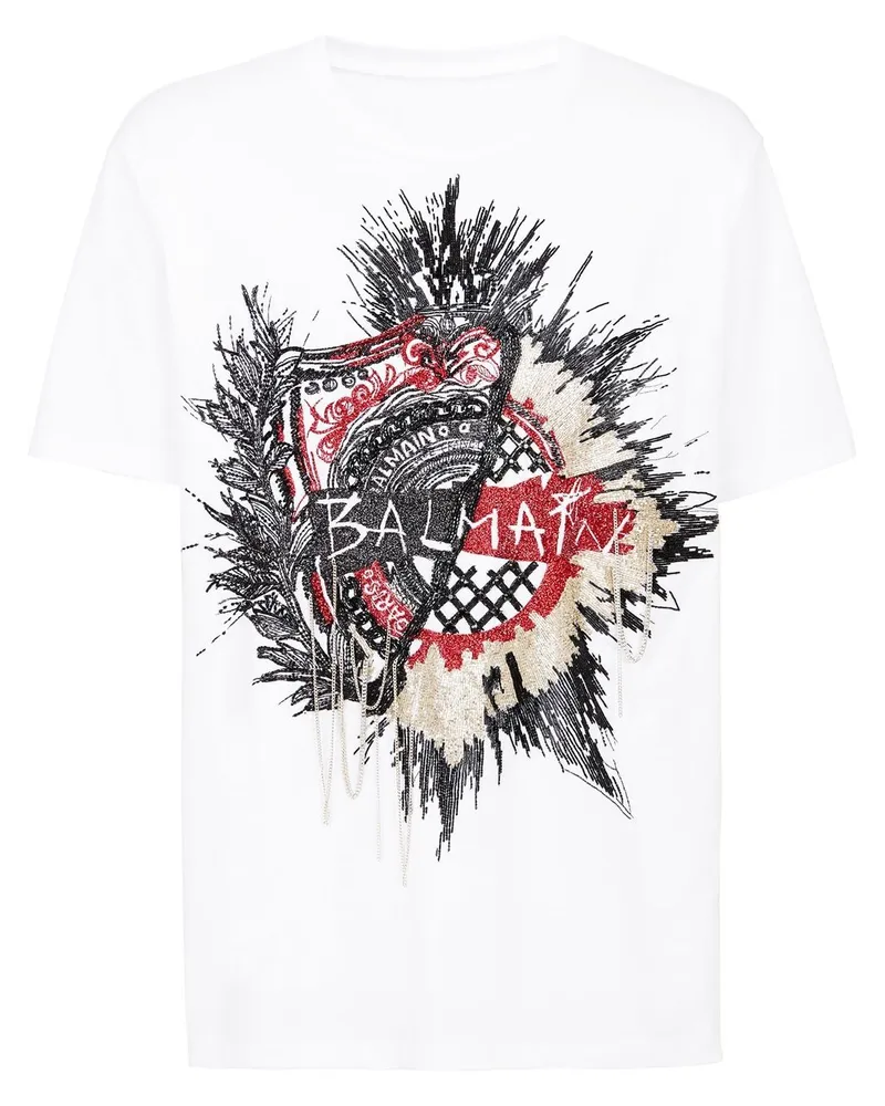 Balmain T-Shirt mit Logo-Stickerei - Weiß Weiß