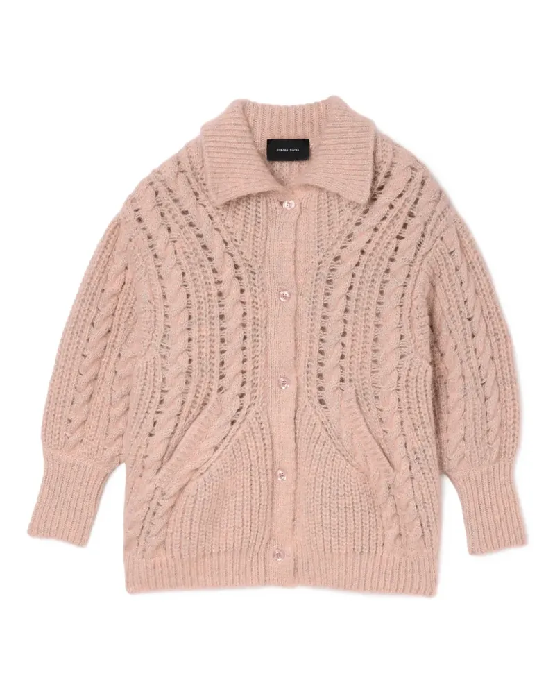 Simone Rocha Cardigan mit Zopfmuster-Kragen - Rosa Rosa