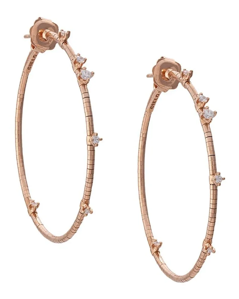 Mattia Cielo 18kt Rotgoldcreolen mit Diamanten - Rosa Rosa