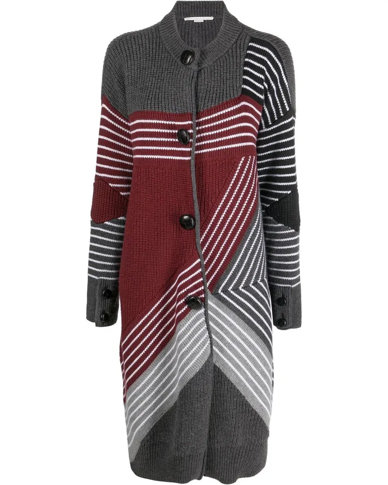 Stella McCartney Gestreifter Strickmantel - Grau Grau