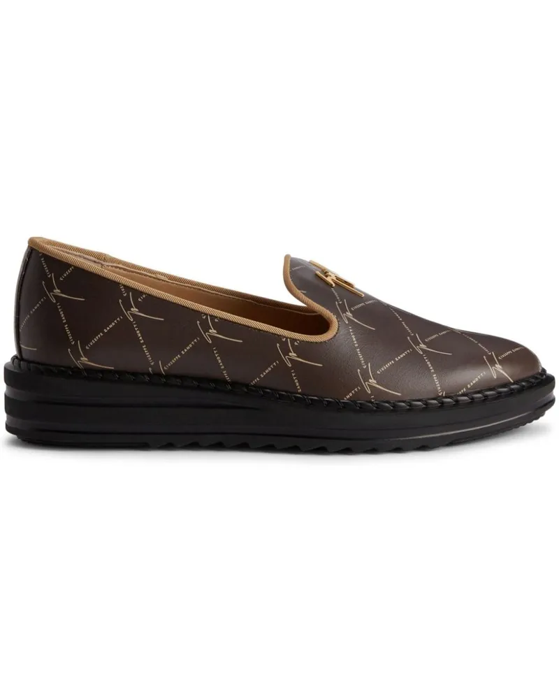 Giuseppe Zanotti Tim Loafer mit Logo - Braun Braun